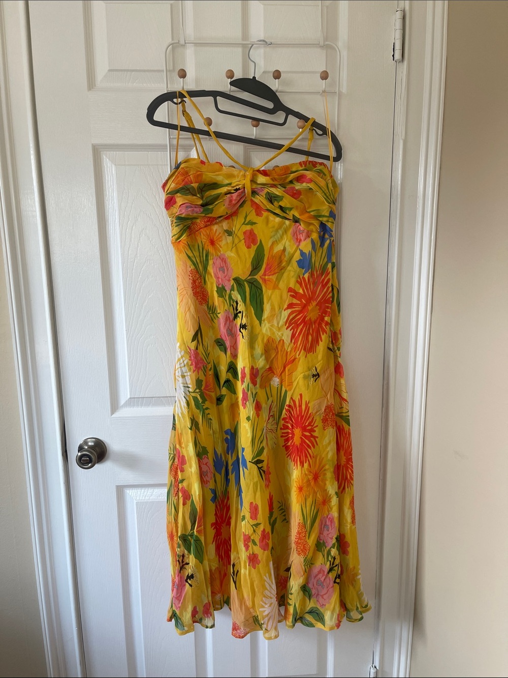 Yellow Floral Spaghetti-Strap Sundress